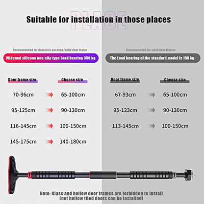 Pull Up Bar for Doorway, Chin Up Bar No Screw Installation Adjustable Dip Bars with Anti-Slip Mat & Locking Mechanism Heavy Duty Home Exercise Fitness Workout Strength Training