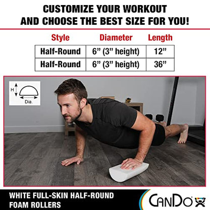 Cando 30-2340 Full-Skin PE Foam Roller for Muscle Restoration, Massage Therapy, Sport Recovery and Physical Therapy, White, 6" Width, 36" Length - size: 36-inch