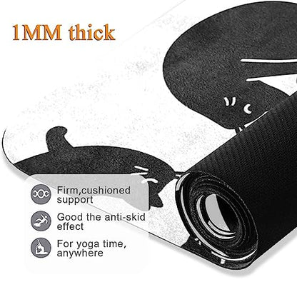Cute Chubby Frog Yoga Mat, 71 x 26 Inch Non-slip Yoga Mats Folding Travel Exercise Mat Indoor Outdoor Gym Pilates with Storage Bag for Women Men