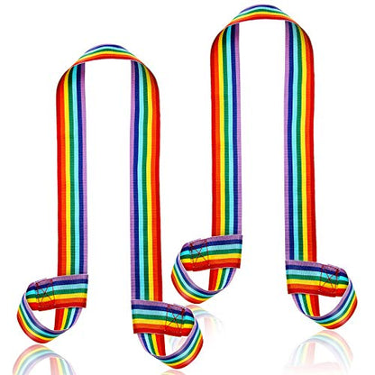 Skylety 2 Pcs Roller Skate Leash Adjustable Stretching Skate Boot Shoulder Strap Carrier for Child Women Men Skating - style: Rainbow Color Style