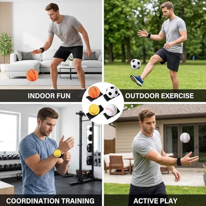 8 Pcs Wrist Ball Set with Rebound Action, Ball on String,Ideal for Hand-Eye Coordination Training and Family Activities, Made from Soft PU and Sponge Materials