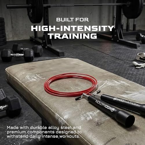 Speed Jump Rope for Men & Women with Adjustable Alloy Steel Cable, Lightweight Handles, and Smooth Rotation—Perfect for Boxing, Cross Training, Double Unders, & High-Intensity Workout - Silver & Black