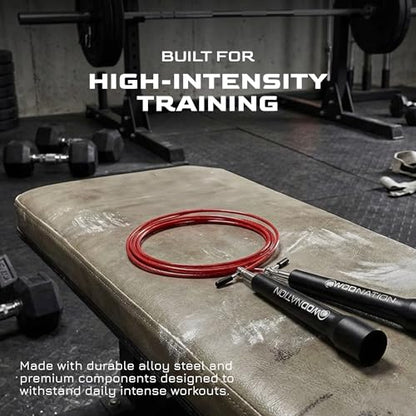 Speed Jump Rope for Men & Women with Adjustable Alloy Steel Cable, Lightweight Handles, and Smooth Rotation—Perfect for Boxing, Cross Training, Double Unders, & High-Intensity Workout - Silver & Black