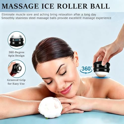 Massage Ice Roller Ball Cold & Heat Therapy Tight and Sore Muscles Relief - color: Black-02