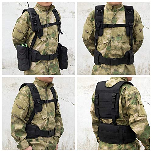MiOYOOW MOLLE Outdoor Belt, H-Harness Belt Suspenders with Detachable Suspender Straps for Outdoor Hunting Training