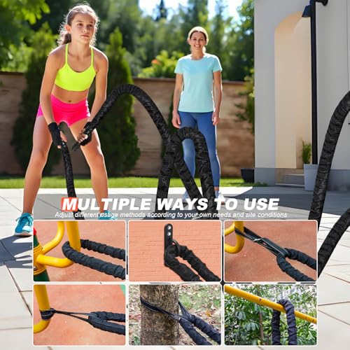 Battle Ropes for Home Gym 1 Inch Diameter 30FT Length Workout Rope Exercise Rope Training Ropes with Protective Sleeve for Kids Men Women Exercise Fitness & Strength Training - style: 1IN -30FT