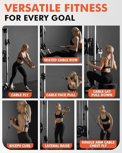 Mikolo Wall Mount Cable Station, Cable Crossover Machine with Dual Pulley System and 19/27 Adjustable Positions for Home Gym Fitness Equipment