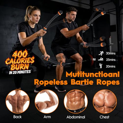 Ropeless Battle Ropes with Weighted Springs, Portable Cordless Battle Ropes for Home Gym, Adjustable Resistance Full-Body Workout Equipment for HIIT, Strength Building, and Low-Impact Aerobic Training