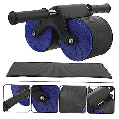 1set Creative Abdominal Training Roller with Knee Pad Dual Wheel Fitness Equipment for Indoor Workouts and Core Strengthening Automatic Rebound Design