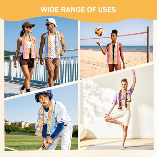 12 Pcs Ice Cream Drip Baseball Cooling Towels, 40" X 12" Microfiber Chilly Sports Towels, Breathable Sweat Absorbent Rags for Hot Weather Workout Yoga Gym Coach, Ideal Team Gifts & Party Favors