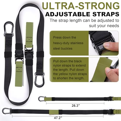 Home Resistance Training Kit | Full-Body Workout with Suspension Trainer Straps, Door Anchor, Handles, and Carrying Bag | Complete Home Gym Equipment - color: Army Green