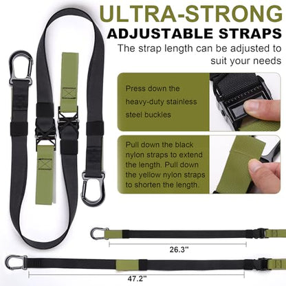 Home Resistance Training Kit | Full-Body Workout with Suspension Trainer Straps, Door Anchor, Handles, and Carrying Bag | Complete Home Gym Equipment - color: Army Green