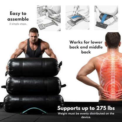 Just A Feeling Back Stretcher Lower - Lumbar Support & Back Cracker w/Silicone & Foam Pads - Spinal Decompression Device for Sciatica, Herniated Disc, Back Popper for Back Pain w/Chair Strap - color: Classic Blue Edition