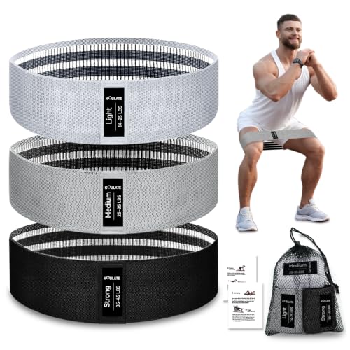 Exercise Bands, 3 Levels Fabric Resistance Bands for Working Out, Workout Bands Resistance for Women & Men, Multi-Colored Fabric Booty Bands for Leg Strength Training, Rehab, Yoga - color: Grey
