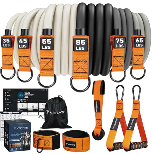 Resistance Bands Set - Heavy Exercise Bands with Handles, Door Anchor, Ankle Straps - Fitness Bands for Working Out Men - Workout Bands Set for Muscle Training
