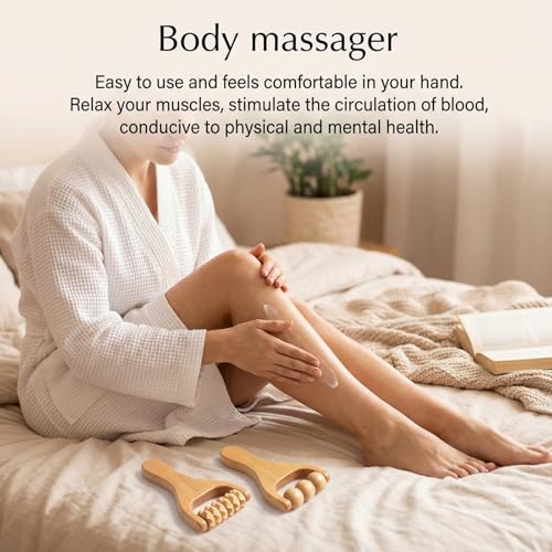Wooden Massage Roller, Wooden Foot Massager Roller, Three Massage Tools Set for Muscle Relaxation, Handheld Wood Body Roller, Natural Wood Construction with Ergonomic Design