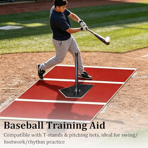 SUCOHANS 6 x 4 ft Baseball Hitting Mat with Anti-Slip Rubber Backing