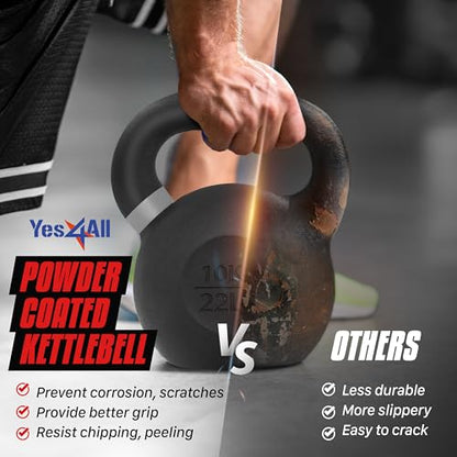 Yes4All Powder Coated Cast Iron Kettlebell, Single Deep Blue, 40 KG / 88 LB - color: Dark Red, style: A. Single