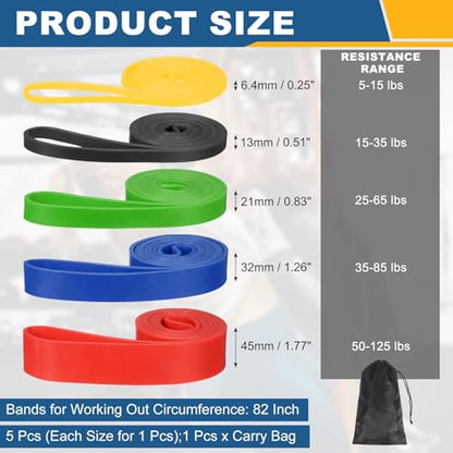 Resistance Bands for Working Out, Pull Up Bands, Pull Up Assistance Straps with Carry Bag for Home/Gym - color: Yellow/Black/Green/Blue/Red