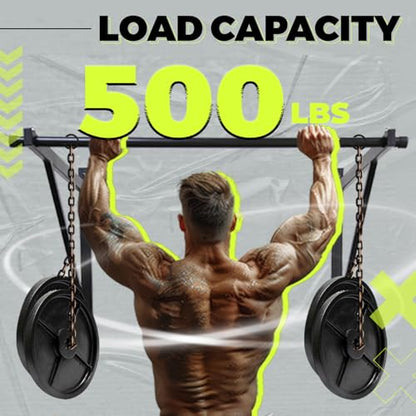 ECOTRIC 46'' Wall Mounted Pull Up Bar Chin up Bar Doorway Exercise Bar Upper Body Gym Workout Bar Heavy Duty Training Fitness Home Heavy Duty 500lbs
