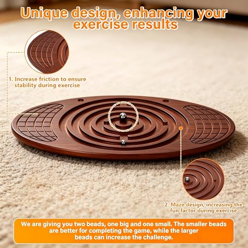 Wooden Balance Board With Maze, Wobble Board for Kids, Toddlers, Teens & Adults for Exercise Training, Wobble Balance Board for Core Training, Surf/Ski/Skate Prep, Rated for 440 Pounds of Weight