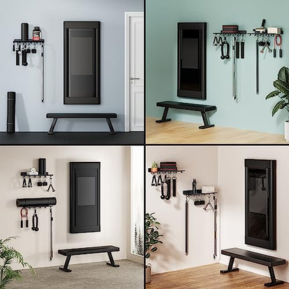 1-Tier Floating Shelf Compatible with Tonal Accessories, Home Gym Storage Shelf, Gym Rack Wall Mount Organizer, Workout Metal Holder, T-Bracket Lock Adapters Hanger, US Patent Holding - style: 1 Tier