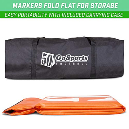 GoSports Football Field Yard Line Markers - Set of 11, High Visibility Weighted Yardage Markers with Portable Carrying Case
