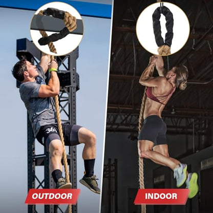 Climbing Rope Gym Workout - 10FT 15FT 20FT 25FT 30FT 35FT Heavy Duty Jute Thick Ropes for Adults Strength Training Outdoor Tree Swing Indoor Home Fitness Exercise - 1.5 Inch - size: 35FT