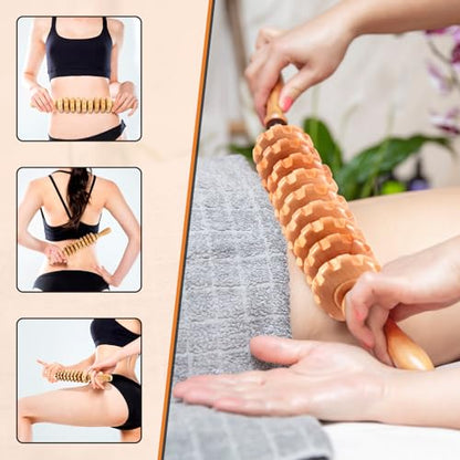 KintKita 3 in 1 Wood Therapy Massage Tool,Wooden Lymphatic Drainage Massager Maderoterapia Kit Professional Body Cellulite Massager for Body Sculpting,Contouring,Relief Muscle,Anti-Cellulite - style: Back Massager+Roller Stick+Contouring Board