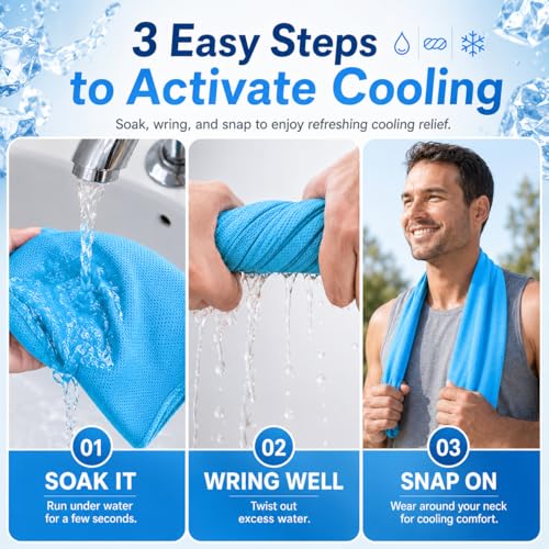 Cooling Towels 43.3" x 15.7" - Ice Towel, Sweat Towel, Cooling Towels for Neck & Face & Cooling Neck Wraps for Summer Heat - Neck Cooler for Quick Cool Down for Gym, Running, Golf, Yoga & Sports