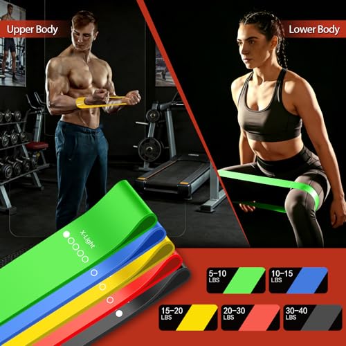 Resistance Bands for Working Out, 5 Levels Resistance Exercise Bands with Woven Bag, Bands for Working Out Women Men, Yoga, Pilates, Rehabilitation Training