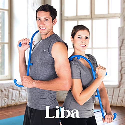 LiBa Back and Neck Massager - Trigger Point Massage Tools for Pain Relief and Manual Massage Hook Therapy Handheld Back Neck Shoulder Massager Blue - Gift for Women & Men - color: A. Blue