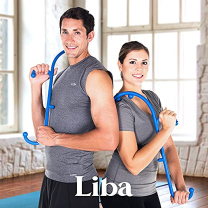 LiBa Back and Neck Massager - Trigger Point Massage Tools for Pain Relief and Manual Massage Hook Therapy Handheld Back Neck Shoulder Massager Blue - Gift for Women & Men - color: A. Blue