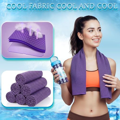 Honoson 10 Pcs Cooling Towels with Bottle, 47 x 12 in, Purple - color: Purple