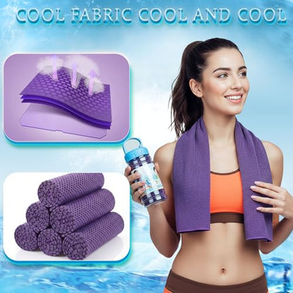 Honoson 10 Pcs Cooling Towels with Bottle, 47 x 12 in, Purple - color: Purple