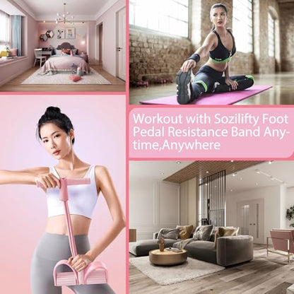 6-Tube Pedal Puller Resistance Rope,Foot Pedal Resistance Band,Yoga Elastic Exercise Bands, for Women Jump Fitness, Abdomen/Arm Weight/Waist/Leg Stretching Slimming Training - color: Pink