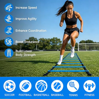 Agility Ladder, Soccer Football Training Equipment Agility & Speed Training - color: Blue