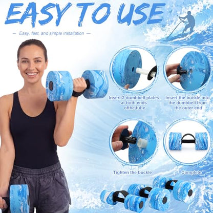 Lewtemi 6 Pcs Water Weights Pool Exercise Set, Aqua Exercise Dumbbells with Handle Strips, High-density Eva-foam Dumbbells for Water Aerobics, Pool Fitness - size: Multi-szie