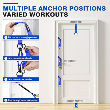 Home Gym Workout Equipment, Heavy Resistance Bands with Handles, Door Anchor, Tricep Rope Pull Down Attachment for Triceps, Biceps, Arms,Chest,Back Exercise, Best Replacement for Cable Machines