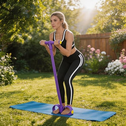 Pedal Resistance Bands with Handles, Upgrade 6-Tubes Manual Tension Training Pedal, Natural Rubber Foot Pedal Resistance Bands, Multifunction Fitness Bands for Abdomen, Waist, Arm, Leg - color: Purple