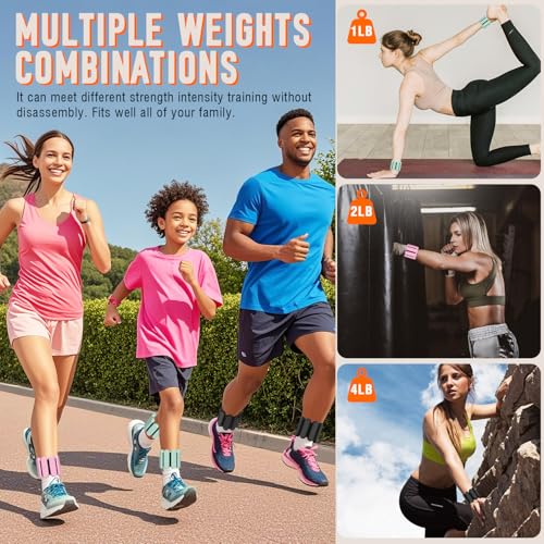AMORIX Ankle Weights for Women Men, 3 Pairs Wrist Weights Set for Walking Running, 0.5LB/1LB/2LB Each Side Silicone Workout Weights for Gym Fitness,Jogging,Yoga,Strength Training,Physical Therapy