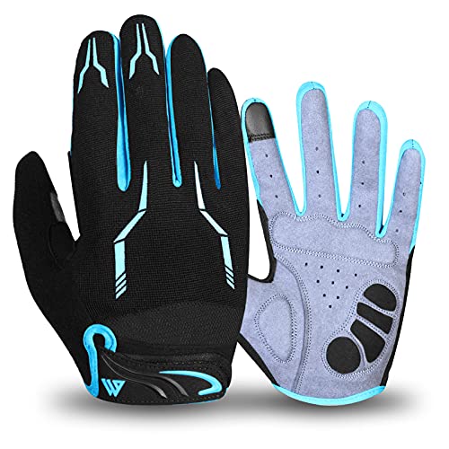 WESTWOOD FOX Cycling Gloves for Men - Full Finger BMX & Mountain Bike Gloves with Touchscreen, MTB, Padded Anti-Slip Grips for Men, Women & Wheelchairs