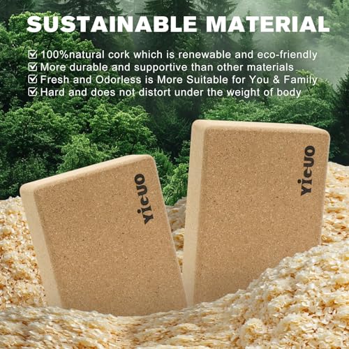YIGUO 2 Pack Cork Yoga Blocks | Natural Eco-Friendly High Density Non-Slip Yoga Blocks for Women & Men | 9x6x3 Inches for Yoga, Pilates, Stretching - size: Lavender Scented