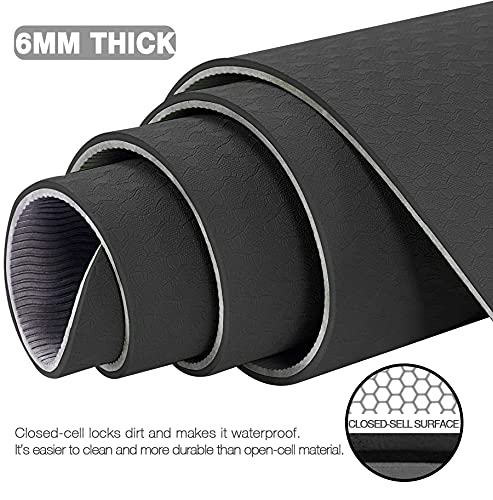 UMINEUX Large Yoga Mat for Men and Women 1/4 & 2/5 Inch Extra Thick TPE Fitness Mat for Home Gym Workout, Non-Slip, Eco Friendly Exercise Mat for Yoga, Pilates, Stretching, Meditation