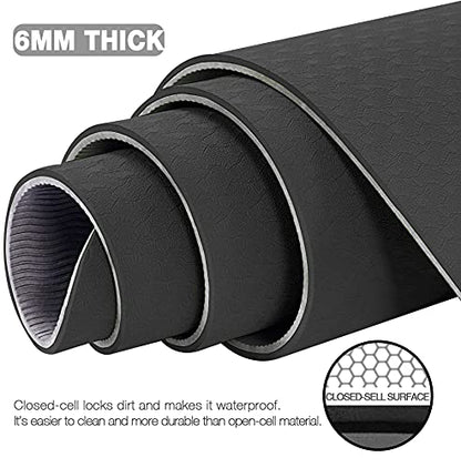 UMINEUX Large Yoga Mat for Men and Women 1/4 & 2/5 Inch Extra Thick TPE Fitness Mat for Home Gym Workout, Non-Slip, Eco Friendly Exercise Mat for Yoga, Pilates, Stretching, Meditation