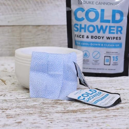 Duke Cannon Cold Shower Cooling Field Towels – Menthol Body Wipes for Men, No Rinse Face & Body Cleansing Wipes, 15 Individually Wrapped Towels (3 Pack) - size: 15 Count (Pack of 3)