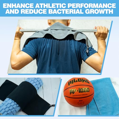 Microfiber Gym Towels with Snap Straps, Yoga Towel for Home and Gym, 16 Inch x 28 Inch, 6 Pack (Grey, 16" x 28") - color: Grey