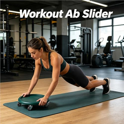 Ab Roller Wheel, Core Slider Ab Workout Sliding Disc 360° Rotating Abdominal Training Tool Waist Strength Trainer with 4 Rollers Knee Pads for Home Gym Training Practice