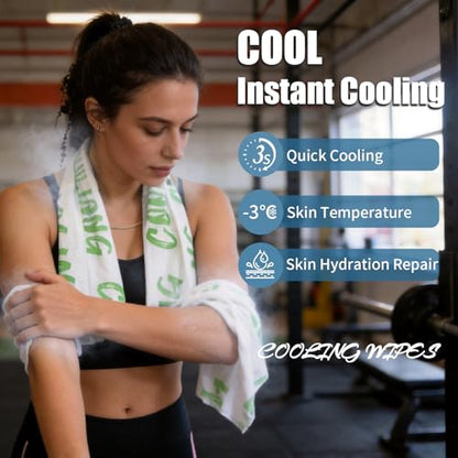 30 Pack Cooling Body Wipes, Alcohol-Free Cooling Towelettes Cooling Towel Alternative for Outdoor Sports, Camping, Hiking, Workout & Hot Weather(Green) - size: 30 Count (Pack of 1)