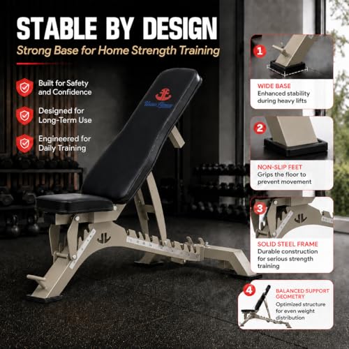 Adjustable Weight Bench 1300 lb Capacity, 40-Position Workout Bench with 10 Backrest & 4 Seat Angles, Heavy Duty Strength Training Bench for Home Gym, Garage Gym, Incline Flat Dumbbell Workouts (Light Green)